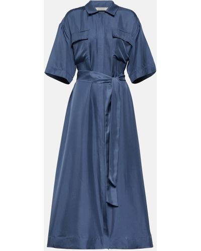 Asceno Amina Silk Maxi Dress - Blue