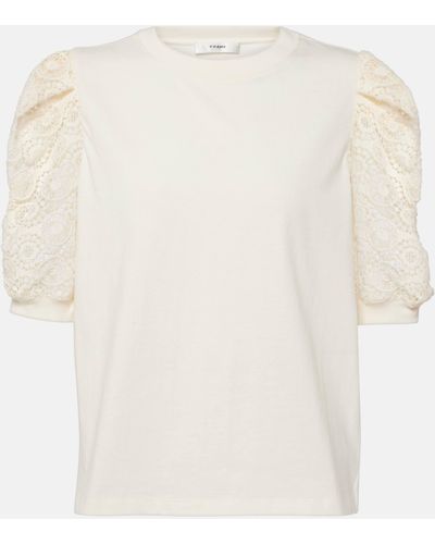 FRAME Frankie Lace-trimmed Cotton Jersey Top - White