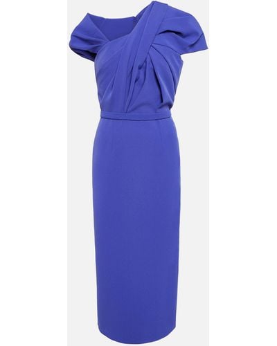 Safiyaa Gathered Crepe Midi Dress - Blue