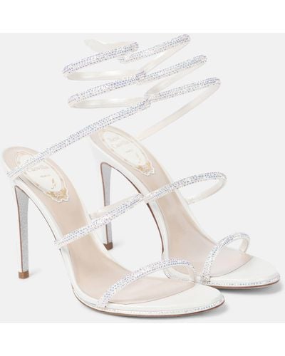 Rene Caovilla Cleo Embellished Leather Sandals - White