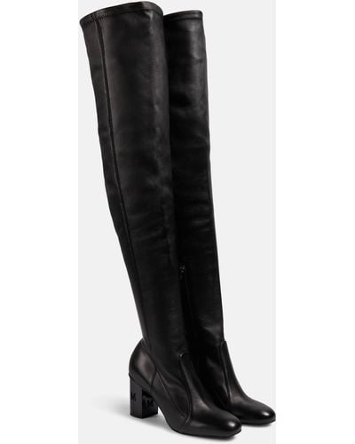 Max Mara Damier Leather Over-the-knee Boots - Black