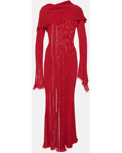 Acne Studios Distressed Cotton-blend Maxi Dress - Red