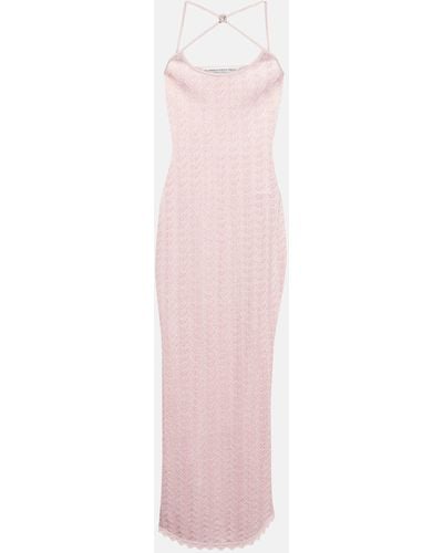 Alessandra Rich Crystal-embellished Lace Maxi Dress - Pink