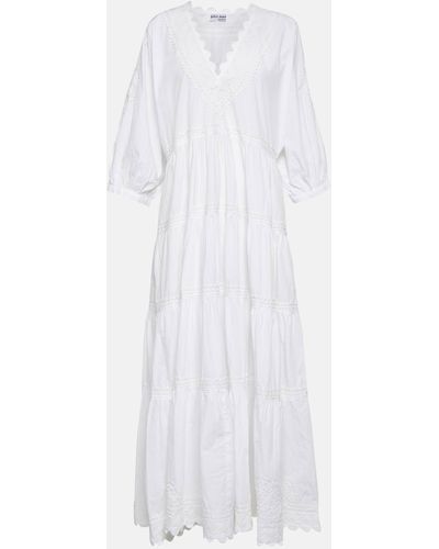 Juliet Dunn Embroidered Cotton Poplin Maxi Dress - White
