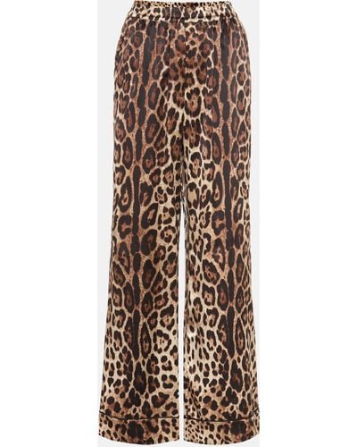 Dolce & Gabbana Leopard-print Satin Pyjama Pants - Brown