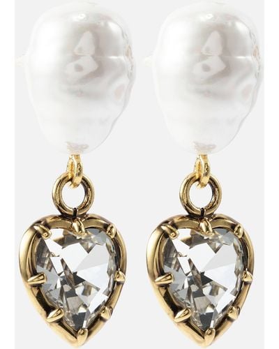 Erdem Embellished Faux Pearl Drop Earrings - Metallic