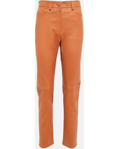 JOSEPH High-rise Leather Pants - Orange