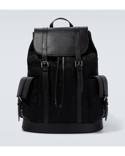 Gucci Jumbo GG Leather-trimmed Backpack - Black