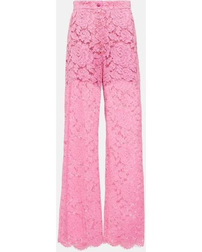 Dolce & Gabbana Floral Lace Pants - Pink