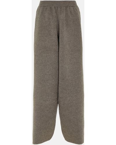 The Row Ednah Oversized Felted Wool Pants - Grey