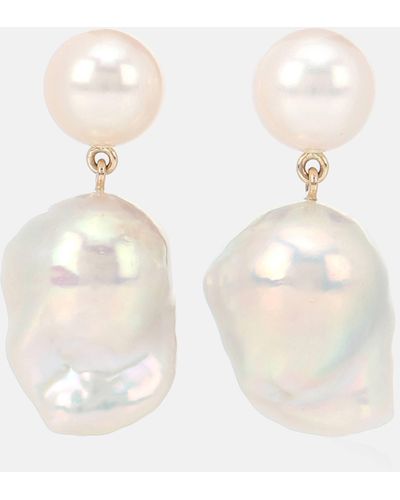 Sophie Bille Brahe Venus Blac 14kt Gold Earrings With Pearls - White