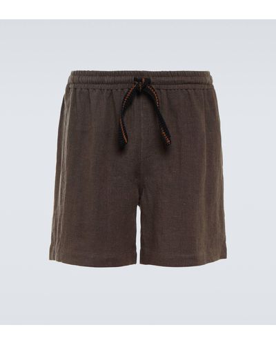 Commas Linen Shorts - Grey