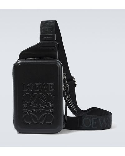 Loewe Molded Sling Leather Crossbody Bag - Black