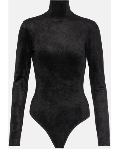 Alaïa Turtleneck Velvet Bodysuit - Black