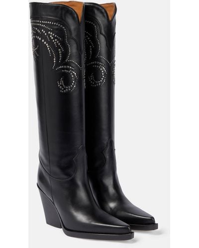 Paris Texas Knee-high Leather Boots - Black