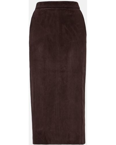 Stouls Taylor Suede Midi Skirt - Brown
