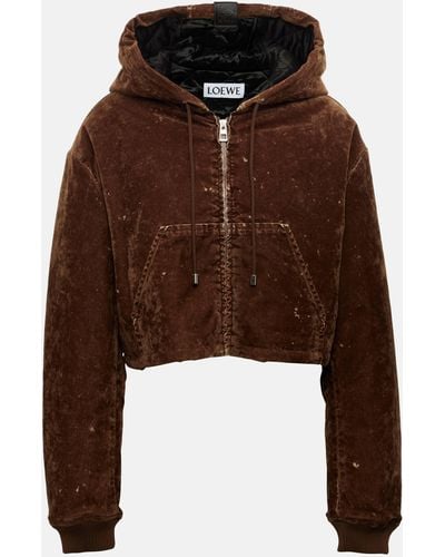 Loewe Denim Jacket With Flocked Pattern, - Brown