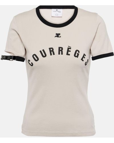 Courreges Buckle Logo Cotton Jersey T-shirt - Natural