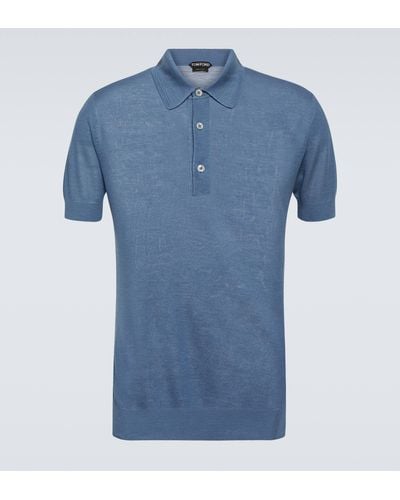 Tom Ford Cotton And Silk Polo Shirt - Blue