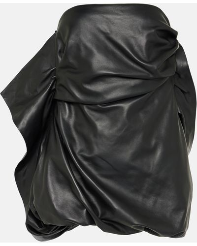 The Attico Strapless Leather Minidress - Black