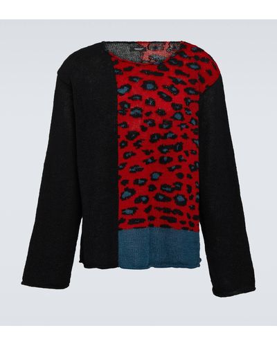 Undercover Leopard-print Wool Sweater - Red