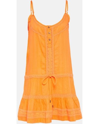 Melissa Odabash Kelly Embroidered Cotton Minidress - Orange