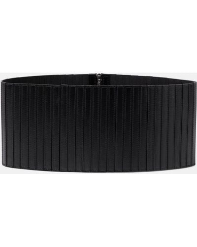 Alaïa Striped Corset Leather Belt - Black