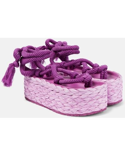 Isabel Marant Elif Platform Espadrille Sandals - Purple