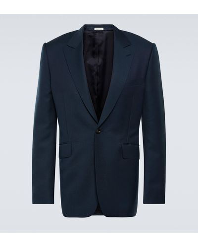 Alexander McQueen Wool And Mohair Suit Jacket - Blue