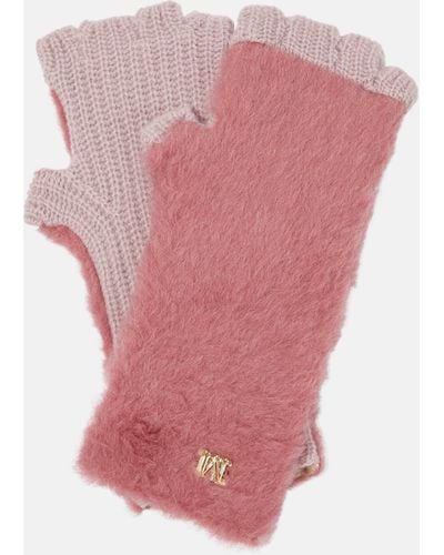 Max Mara Manny Teddy Fingerless Gloves - Pink