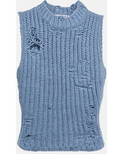 JW Anderson Distressed Ribbed-knit Sweater Vest - Blue