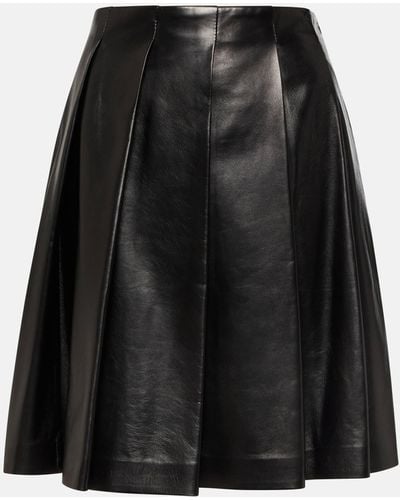 Brunello Cucinelli Pleated Leather Miniskirt - Black