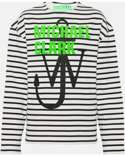 JW Anderson X Michael Clark Striped Cotton Jersey Sweatshirt - Green
