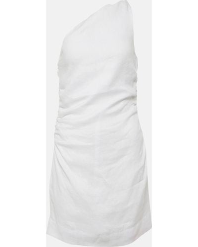 Faithfull The Brand Marga Gathered Linen Minidress - White
