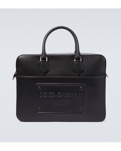 Dolce & Gabbana Embossed Leather Briefcase - Black