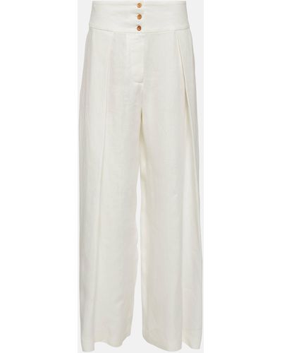 Loro Piana High-waisted Wide-leg Linen Pants - White