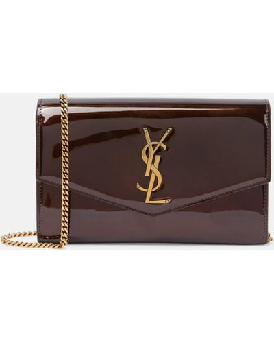 Saint Laurent Uptown Leather Wallet On Chain - Brown
