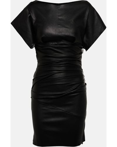 Maticevski Yuzu Ruched Leather Minidress - Black