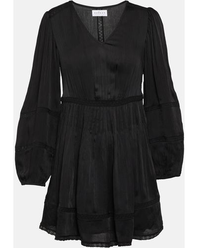 Velvet Bethel Lace-trimmed Minidress - Black