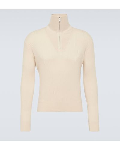 Loro Piana Akan Cashmere And Silk Half-zip Sweater - White