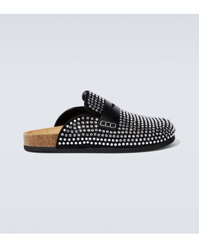 JW Anderson Embellished Leather Slippers - Black