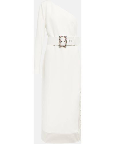 Safiyaa Asymmetrical Crepe Midi Dress - White