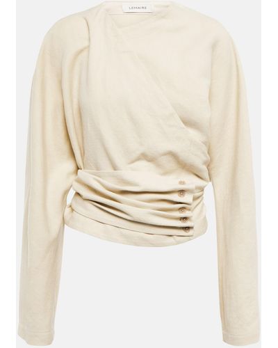 Lemaire Linen And Wool Wrap Top - Natural