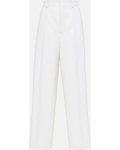 Ami Paris High-rise Wool-blend Wide-leg Pants - White