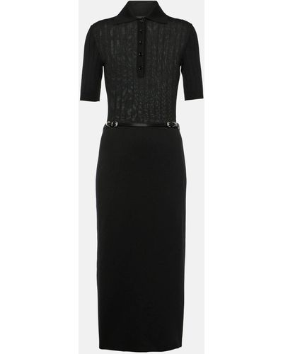 Givenchy Voyou Belted Wool Shirt Dress - Black