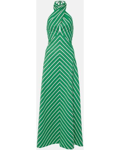 STAUD Dawn Striped Cotton Poplin Maxi Dress - Green