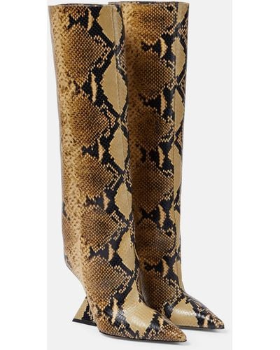 The Attico Cheope Snake-effect Leather Knee-high Boots - Brown