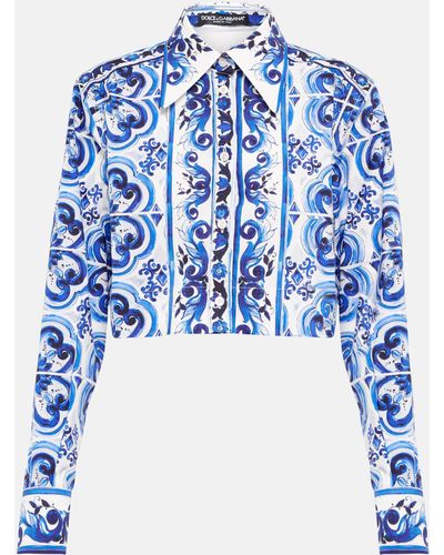 Dolce & Gabbana Cropped-Hemd aus Baumwolle - Blau