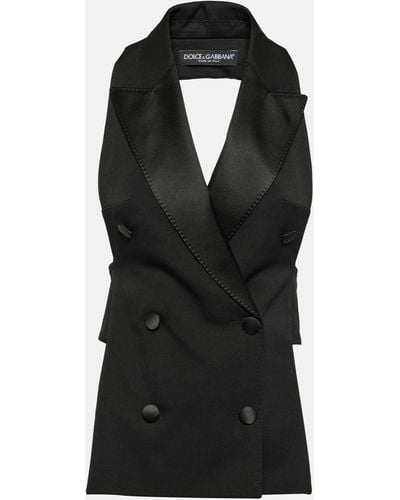 Dolce & Gabbana Double-breasted Wool And Silk-blend Vest - Black
