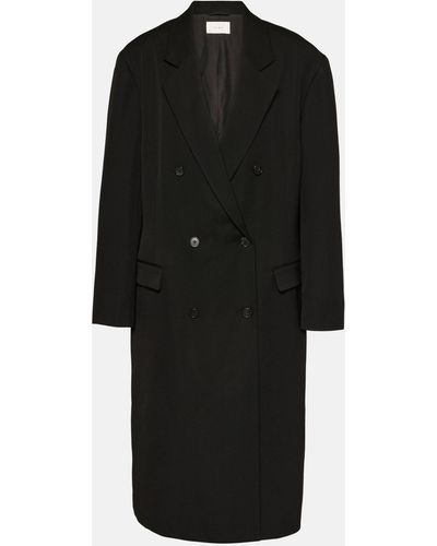 The Row Andy Double-breasted Wool Coat - Black